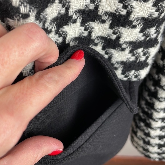 Talbots Houndstooth Jacket Womens Sz 12 Wool Blend Colorblocked Blazer - Picture 6 of 13